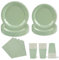 HFBOBP Juego de 96 platos de papel verde hierba, para fiestas, vasos, servilletas, platos de fiesta, para fiestas y celebraciones como cumpleaños