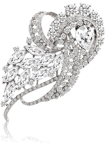 UAIAGM Spilla con strass da donna, grande, trasparente, vintage, con strass, per bouquet di fiori, elegante spilla per abiti, gioielli alla moda, spille con diamanti per occasioni speciali e