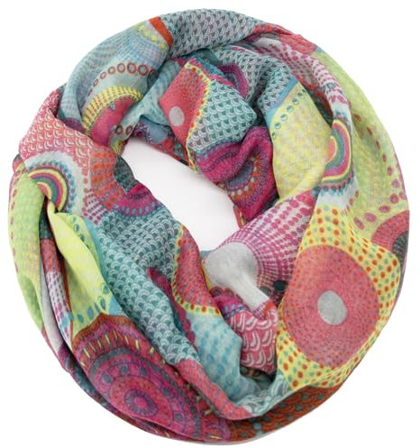 Gloop Damen Schal Loop Schal Feinstrick Loop mit Ethno Punkte Muster