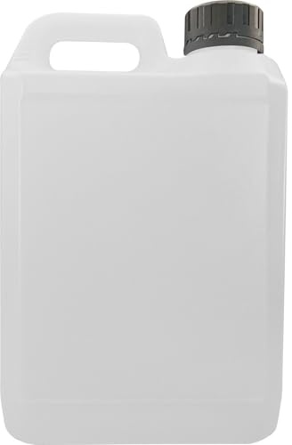 PSN HDPE 5 Litre Jerry Can Food-Grade Clear Plastic Water Tanks/Liquid Storage Container Bottles Comes With Tamper Evident Black Cap Available in 4 sizes 500ml-5 Litre (Black Lid, 5L (Pack of 10))