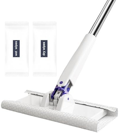 E Cloth Deep Clean Mop - Automatic Cloth Changing Min i Mop | Microfibre For Floor Cleaning | Clean S pin System | 360° Rotating Touchless For Bathroom, Kitchen