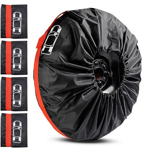 4 PCS Housse De Protection pour Pneus, Housse De Roue De Secours pour Voiture, Ensemble De Sacs pour Pneus De Voiture, Housse De Pneu Voiture pour Le Transport, Le Stockage des Pneus, Protection UV