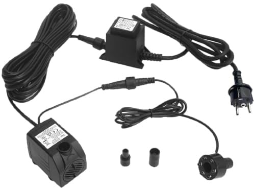 JIERTOP Springbrunnenpumpe mit LED Licht 12V AC, 17W, 600L/H Teichpumpe | Leise Wasserpumpe Aquarium Pumpe Klein für Außen Teich, Fischteich Sauerstoff, Zimmerbrunnen, Fontäne, Hydroponic Turm