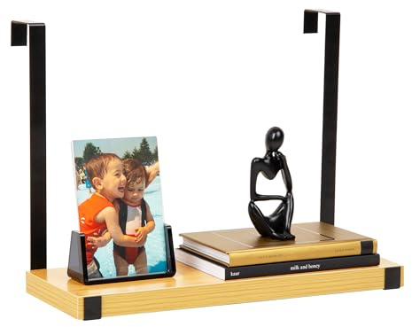 Mind Reader Hängendes Kabinenregal Organizer, Kabinenregal für Bürobedarf, Pflanzen und Dekor, MDF und Metall, 40 cm L x 14,6 cm B x 29,8 cm H, Braun