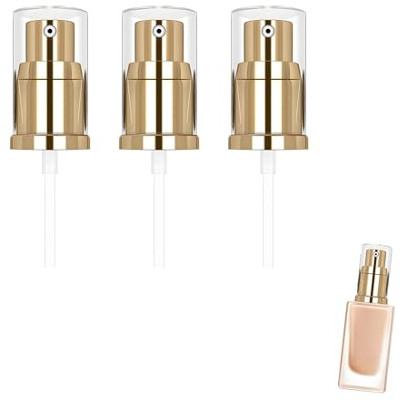 LifgWas 3pcs Gold Pumpenköpfe für kosmetische Foundation, Ersatz Foundation Pumpe Nachfüllbehälter Pumpe, Double Wear Liquid Foundation Pumpe