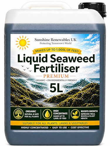 Liquid Seaweed Fertiliser 5L – Organic Plant Food for All Plants, Lawns & Vegetables – Boosts Growth, Stronger Roots & Healthier Plants – Highly Concentrated (Makes Up To 1,000L)
