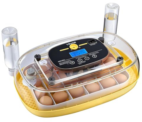 VEVOR 24 Egg Incubator, Automatic Egg Turner with LED Candler, Temperature & Humidity Control, 360° View Clear Window, Auto Water Refill, Poultry Eggs Incubators for Hatching Chicks Ducks Goose Quail