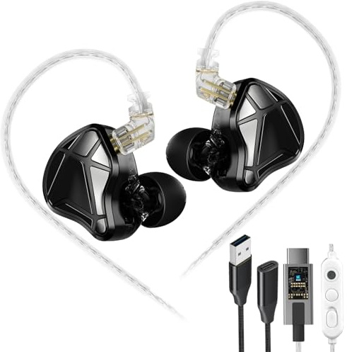 KZ Axas - Auriculares USB-C para juegos con micrófono, FPS IEM, 4 modos DSP | Audio direccional/posicional preciso para FPS. Micrófono HD con cancelación de ruido AI para chat Discord. Plug and Play