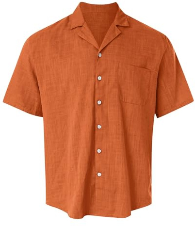 Générique Chemise Homme Manches Courtes Été Leger Chemises sans Repassage Homme Boutonnée Coupe Régulière Chemisette Décontractée Classique Couleur Unie avec Poche