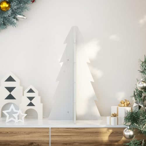 Generico Albero di Natale Decorativo Bianco 69,5 cm in Legno di Pino,Alberi di Natale,858178