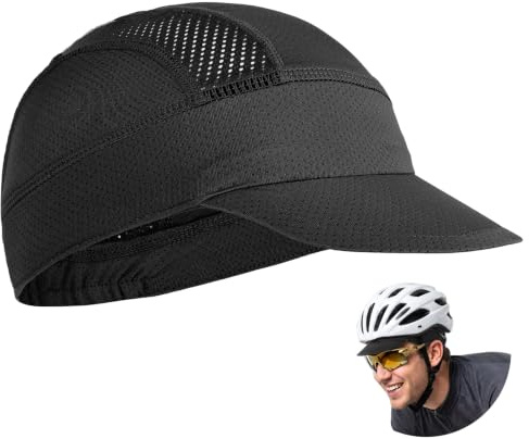 Adiwo Bonnets de Cyclisme Respirant Été,Casquette de Cycliste pour l'été Chapeau de Casque,avec Bordure,Absorption de la Sueur pour Vélo, Moto, VTT, Running,Escalade - Noir