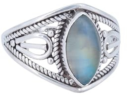 mantraroma Silberring Damen 925 Sterling Silber – ellipsenförmiger Edelstein Ring, Vintage Statement Ring Schmuck, elegantes Geschenk für Frauen