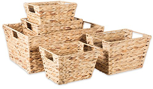 DII Hyacinth Collection Storage Baskets, Large Set, Assorted Sizes, Natural, 5 Piece