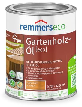 Remmers Gartenholz-Öl [eco], douglasie intensiv, 0,75 Liter, Wetterbeständiges, mattes Öl, aussen und innen, optimal für Terassen & Gartenmöbel, rutschhemmend