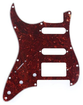 Musiclily 11 Löcher HSS Moderner Stil Strat Pickguard Gitarren Schlagbrett für Linkshändig Fender American/Mexican Standard Stratocaster Modern Style mit Floyd Rose Steg Cut,4 lagig Vintage Tortoise