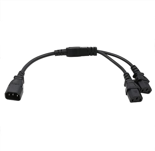 HangTon UPS PDU Computer PC Cavo sdoppiatore di alimentazione da C14 a 2 x C13 10A 250V Prolunga 12 '' (c14-2xc13)