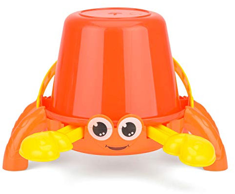 Yello Yello-BU1295 Ensemble Seau de Plage Crabby 4 pièces avec Outils pour château de Sable, râteau et Pelle, BU1295, Orange