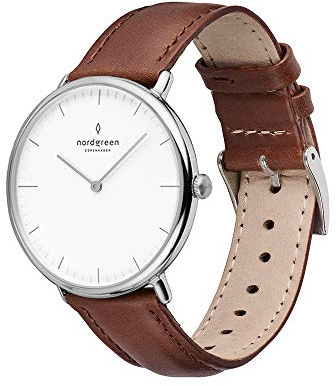 Nordgreen skandinavische Designuhr - analoges Quarzwerk, Silber/Gold, austauschbare Leder/Mesh-Armbänder, stilvolle Armbanduhr, Unisex, wasserbeständig, modern, Modell Native