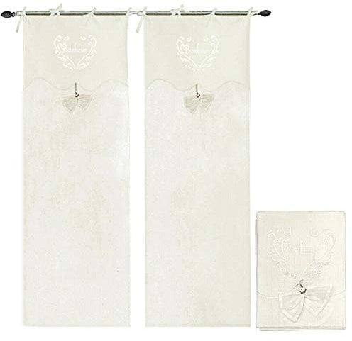 emmevi Tende Finestre Porta Interno Tessuto Lino Semitrasparente Coppia 2 Pz Più Misure Shabby Chic mod.TENDA FIOCCO 1 CONF 60X240