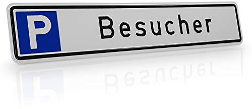 Betriebsausstattung24 Geprägtes Besucher Parkplatzschild - Aluminium 43,0 x 8,0 cm - Nummernschildform - für Parkplatz & Stellplatz