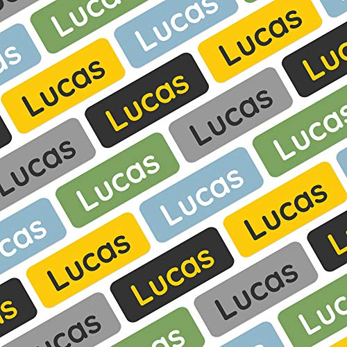 Klebekerlchen® | 175 Mini Namensaufkleber Kinder für Stifte und Schulsachen – Aufkleber zum Beschriften Schule & Kita – Namensschilder für Kleidung - Etiketten selbstklebend & wasserfest – Bagger