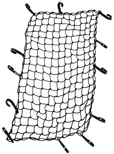 Funmit 22x38 Cargo Net Stretches to 44x76, Latex Bungee Cargo Net with 2X2 Small Mesh and 12 Adjustable Plastic Hooks, for Car ATV Boat SUV Van Trailer Snowmobile (Black)