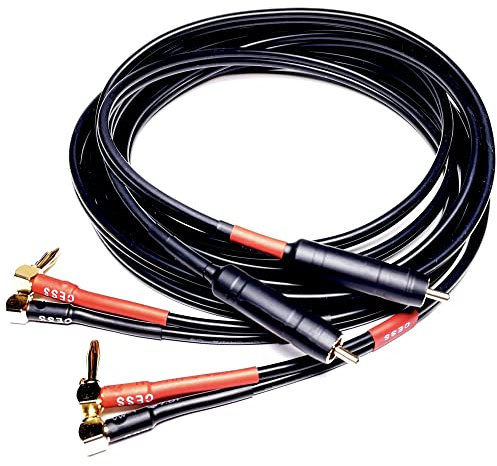 CNCESS CESS-140-3f Right Angle Banana to Male RCA Plug Cable, 12 Gauge, 2 Pack (3 Feet)