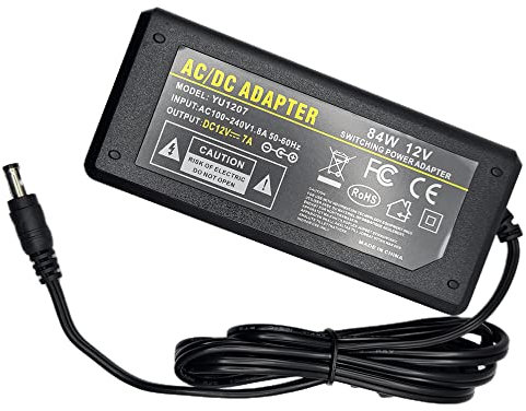 Multibao AC DC 12V 7A Power Adapter 84W Transformers Charger LED Driver Replacement 12V/7A 5.5x2.1mm DC Output for CCTV Security Camera LED Strips Lighting