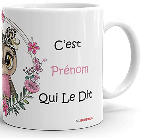Générique Mug amour personnalisable prénom tasse tu es la plus chouette à personnaliser idée cadeau Noël Fête Anniversaire homme femme fiancé amoureux chéri couple ami collegue