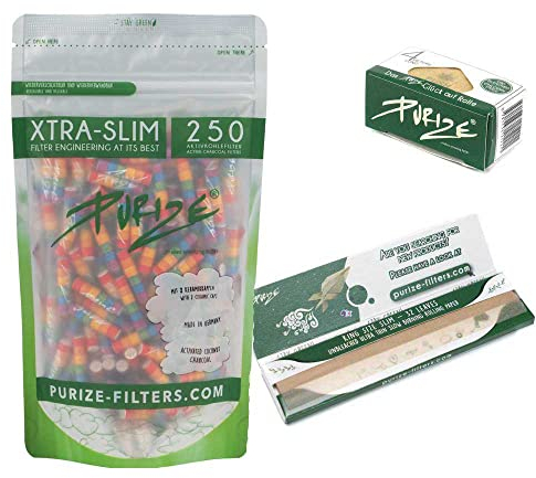 PURIZE® Beutel | 250 XTRA Slim Size Aktivkohlefilter (Spezial Set) Rainbow