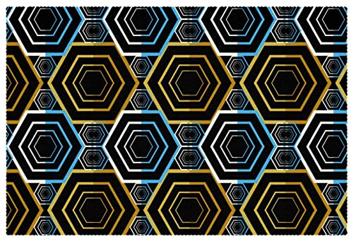 Dunkle Farbe, geometrisch, sechseckig, Rhombus, Tischsets für Esstisch, waschbar, rutschfest, für Weihnachten, Urlaub, Geburtstag, Party