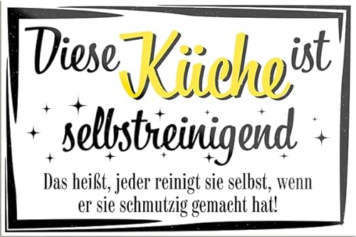 schilderkreis24 – Lustiger Spruch “Diese Küche ist Selbstreinigend“ Magnet Deko Küche Essen Kühlschrankmagnet Humor Geschenkidee Geburtstag Weihnachten 9x6 cm