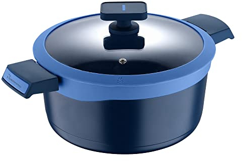 MasterPro - Casserole with Glass Lid, 7l - Gastro Induction Cast Aluminium Non-stick Pot, Professional Quality, Diamond Infused Coating, Ovenproof