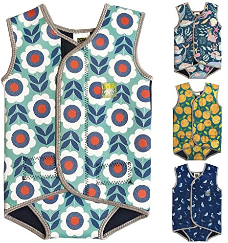 Swim Cosy Combinaison de plongée pour bébé/enfant avec UPF50 – Design enveloppant en néoprène pour garçons/filles de 0 à 3 ans – Licornes, dinosaures, canards (chaîne marguerite, taille M 6 à 18 mois)