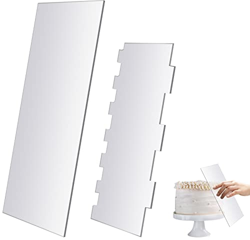 2 pièces Grattoir à Gâteau Patisserie, Lisseur Gâteau Patisserie en Acrylique Transparent, Peignes de Décoration de Gâteau, pour la Décoration de Gâteaux, l’étalage crèmes, Lissage Beurre Confiture