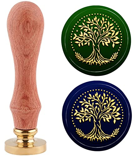 PandaHall Natur Siegelstempel Vintage-Pflanzensiegelstempel Wachssiegelstempel Mit 30 mm Messingkopf Und Holzgriff Für Die Dekoration von Umschlägen Einladungen Zur Hochzeitsfeier Geschenkverpackung