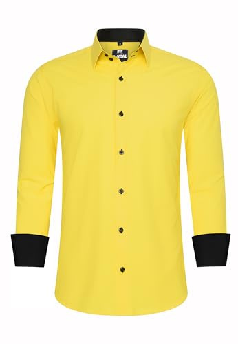 R-Neal Business-Hemd Herren Kontrast Hemd Hochzeit-Hemd Slim Fit Hemden Stretchhemd S - 4XL G44