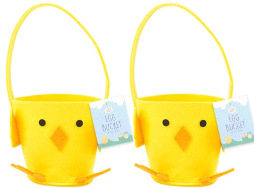 Naras Osterkorb - 2x Filz Gelb Küken Leckerli-Eimer - Ostereimer für Kinder, Ostereierkorb, Ostertasche für Ostereiersuche, Ostergeschenk für Jungen und Mädchen