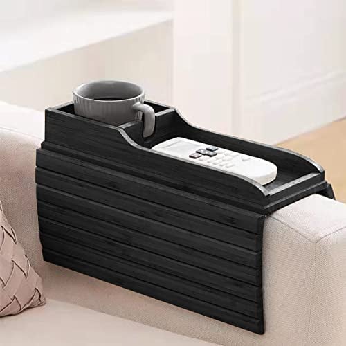 maxant Sofa Arm Tray Table, Couch Arm Table, Flexible Couch Armrest Table, Couch Cup Holder, Foldable Sofa Tray, Arm chair Tray for Remote Control Phone (A Black), 34*42, (WUKEL088990-91820)