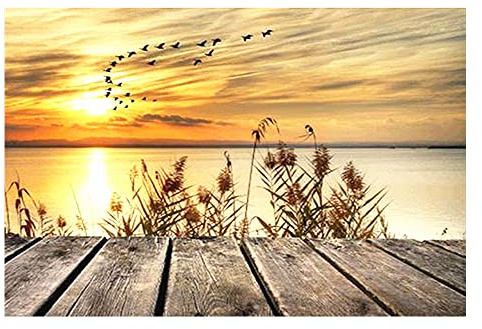 DCIDBEI Diamond Painting Sonnenuntergang Strand 40x50 cm - Sonnenaufgang Meer, Wasser, Sand - Brücken Puzzle Landschaft