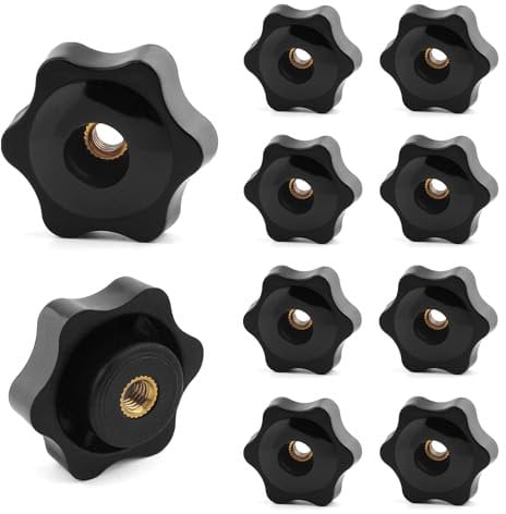 JJWNMLL 10PCS Clamping Screw Knob Star M8-outer diameter 38 thumb Bolts Thread Replacement Star Hand Knob Tightening, Black Grip