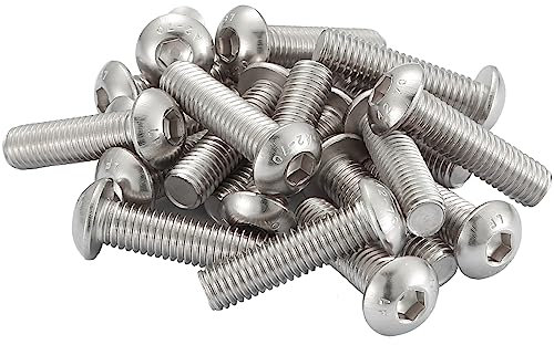 AMLOOPH M6 Bolts, M6 X 35mm Hex Socket Button Head Machine Bolts/Screws -Fully Threaded A2 304 Stainless Steel Hex Long Socket Screws M6 (Pack Of 20)