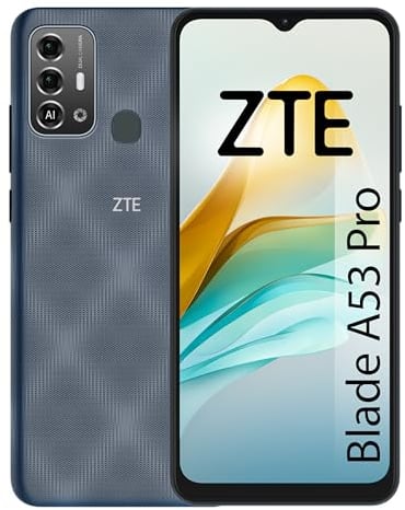 ZTE Blade A53 Pro Smartphone, 16,52 cm (6,52 Zoll), HD+, 4 GB RAM, 64 GB Speicher, 13 MP Dual-Kamera, 5000-mAh-Akku, Fingerabdrucksensor, Dual-SIM, Blau (Midnight Blue)
