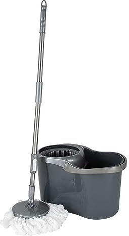 Simplify Self Wringing Mop & Bucket Set | 16 Liter | Extendable Handle | Gentle on Floors Juego de fregona y Cubo autoescurridores, Gris, 16 L
