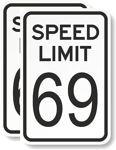 Lot de 2 panneaux de limitation de vitesse de 69 km/h – 30,5 x 45,7 cm – Panneaux de signalisation en métal réfléchissant de qualité ingénieur pour quartiers, allées, cour et école