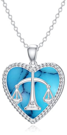 LONAGO Waage Halskette 925 Sterling Silber Tierkreiszeichen Waage mit Erschaffenen Türkis Anhänger Halskette für Frauen