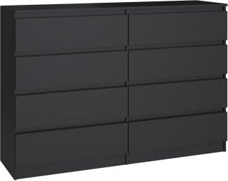CDF Kommode Schwarz mit 8 Schubladen 40 cm Tief Komodenschrank Komode für Wohnzimmer Schlafzimmer Schubladenschrank Malm Kommode viel Stauraum Geeignet Organizer Kleidung 138 cm Breite Modern Look
