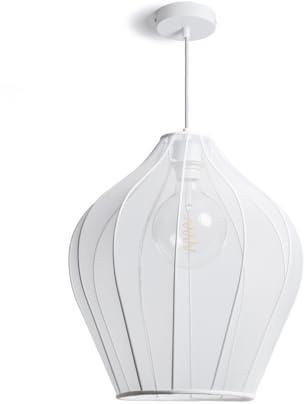 LEDKIA Pendelleuchte aus Metall und Stoff Ø400 mm Yara Weiß