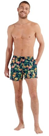 HOM Short de Bain Flamingo Board, Imprimé flamand Rose Fond Marine, L Men's