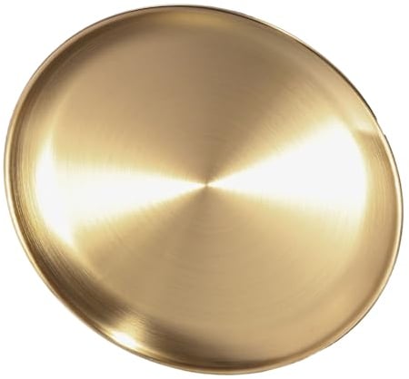 NOENNULL Stainless Steel Plate Golden Dinner Plate Metal Dinner Dishes Round Dinner Dishes Plate Reusable Rustproof Serving Tray Serving Camping Plates, Gold Trays for (Large